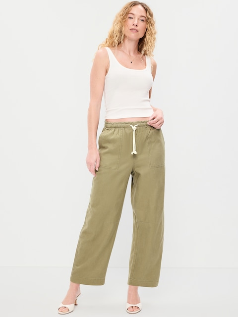 High-Waisted Utility Ankle Pants