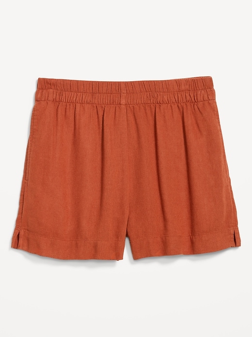 Image number 2 showing, High-Waisted Beach Linen Pull-On Shorts