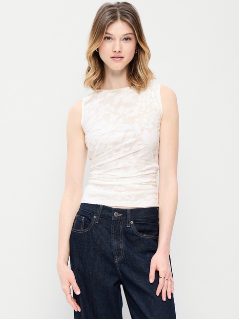 Jacquard Side-Drape Top