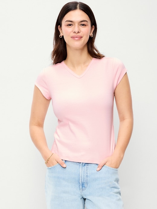 Image number 6 showing, Snug V-Neck Crop T-Shirt
