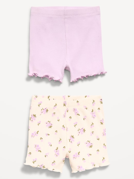 Image number 2 showing, Ribbed Lettuce-Edge Biker Shorts 2-Pack for Baby