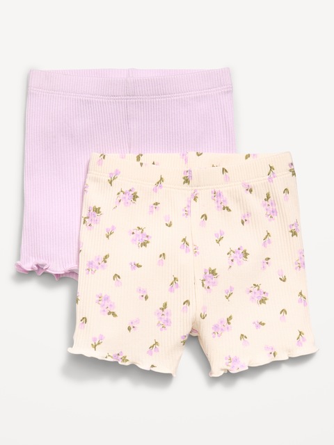 Ribbed Lettuce-Edge Biker Shorts 2-Pack for Baby