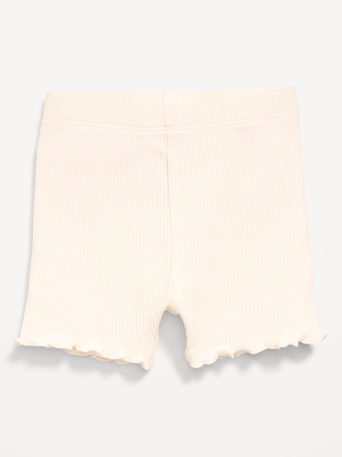 Ribbed Lettuce-Edge Biker Shorts for Baby