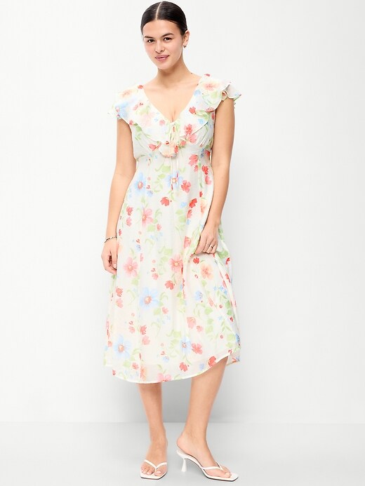 Image number 6 showing, Ruffle-Sleeve Fit & Flare Midi Dress