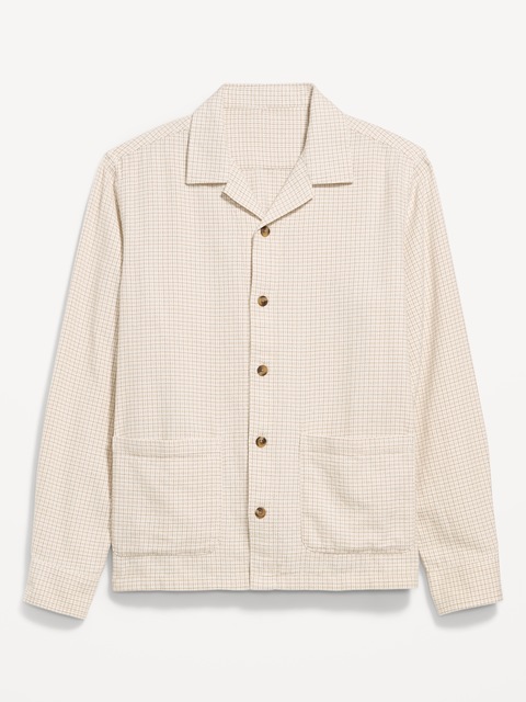 Long-Sleeve Textured Camp Shirt