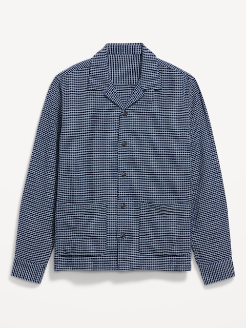 Long-Sleeve Textured Camp Shirt
