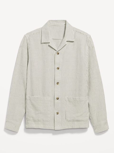 Long-Sleeve Textured Camp Shirt