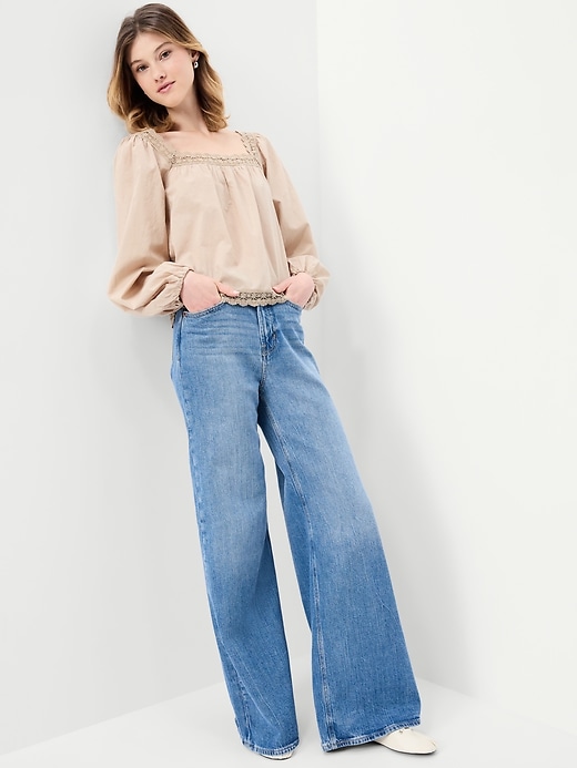 L'image numéro 3 présente Haut à manches longues à garnitures en dentelle