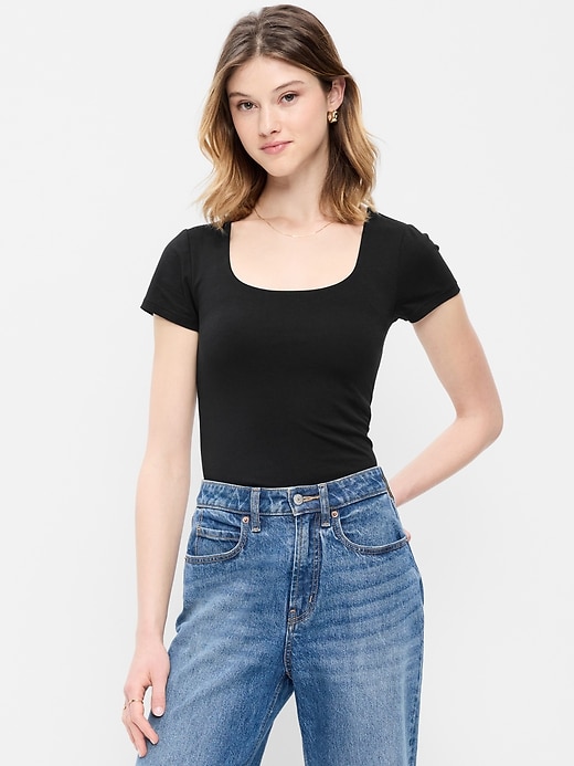 Image number 1 showing, Hug Double-Layer Scoop-Neck Top