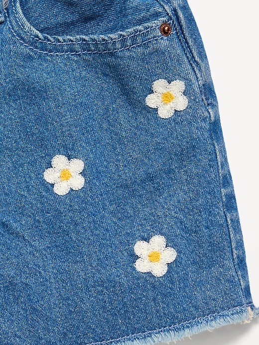 Image number 5 showing, High-Waisted Embroidered Frayed-Hem Jean Shorts for Girls