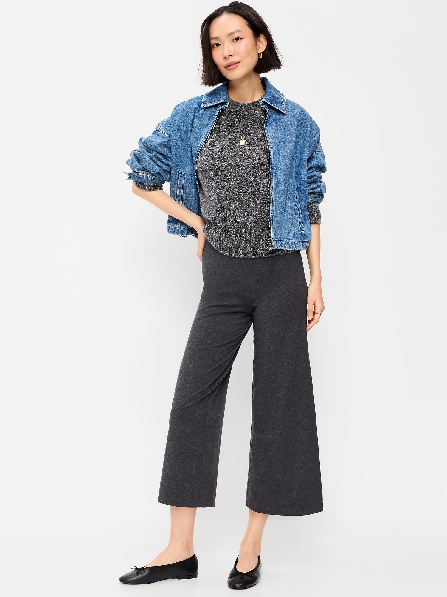 High-Waisted Fashion Wide-Leg Cropped Leggings