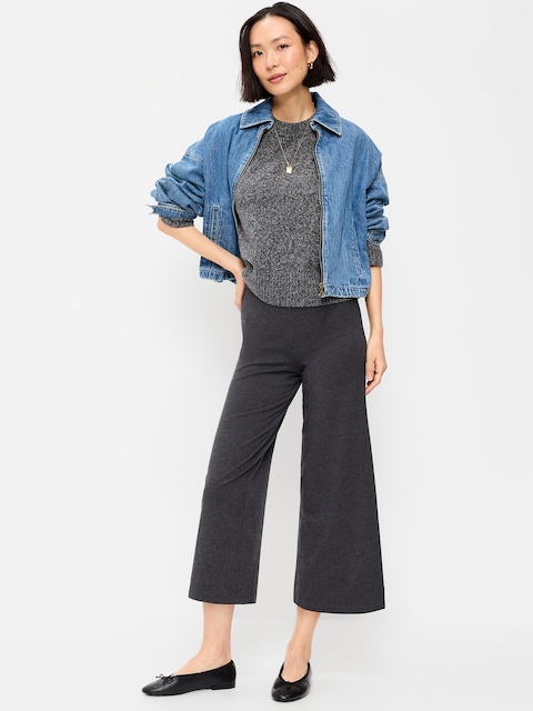 High-Waisted Fashion Wide-Leg Cropped Leggings