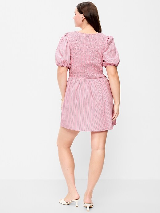 Image number 5 showing, Smocked Puff-Sleeve Flare Mini Dress