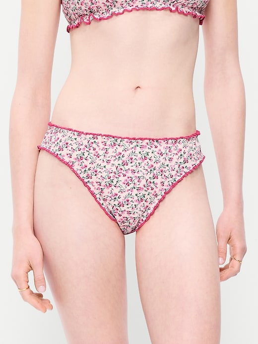 Image number 1 showing, Mid-Rise Ruffle Trim Swim Bottoms