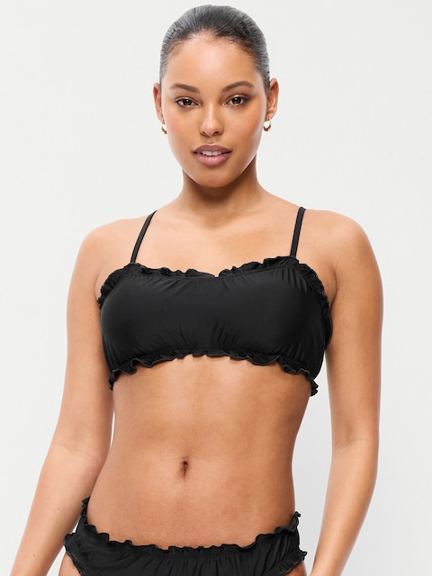 Mid-Rise Ruffle Trim Swim Bottoms