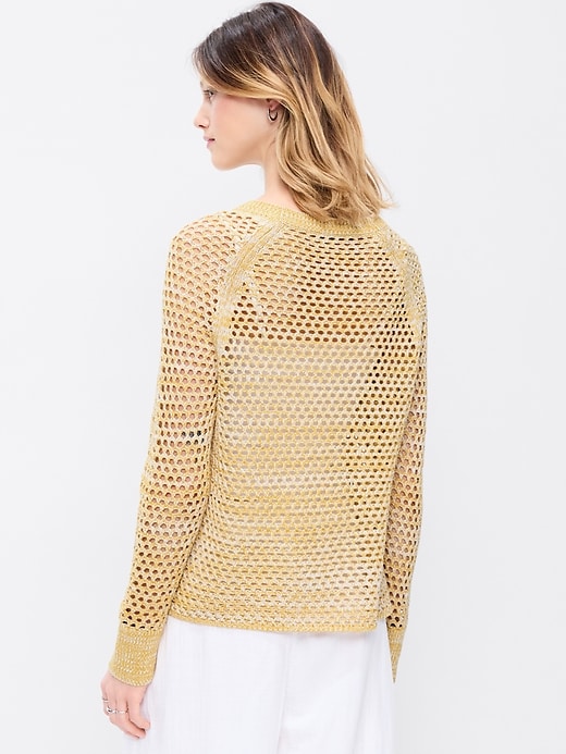 Image number 2 showing, Open-Knit Raglan Sweater