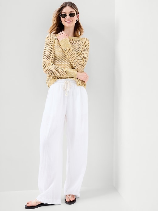 Image number 3 showing, Open-Knit Raglan Sweater