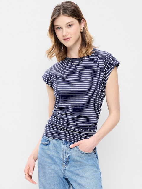 Cap-Sleeve Side-Cinch Top