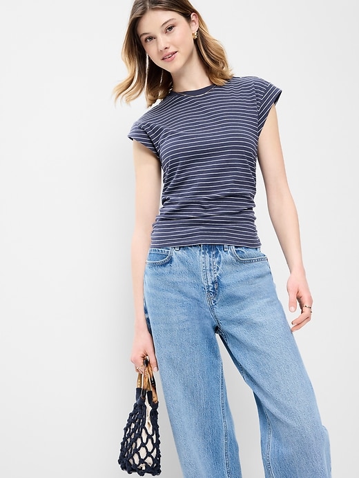 Image number 3 showing, Cap-Sleeve Side-Cinch Top