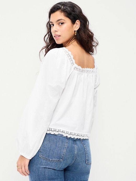 Image number 6 showing, Long-Sleeve Lace Trim Top