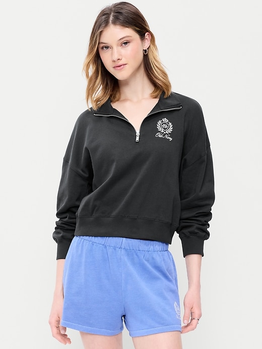 Image number 1 showing, SoComfy Terry Oversized Logo Half-Zip Sweatshirt