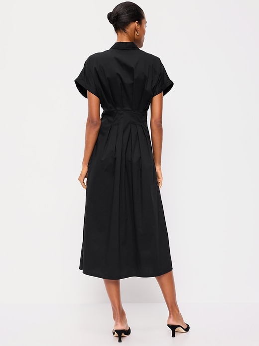 Image number 2 showing, Smocked-Waist Midi Shirt Dress