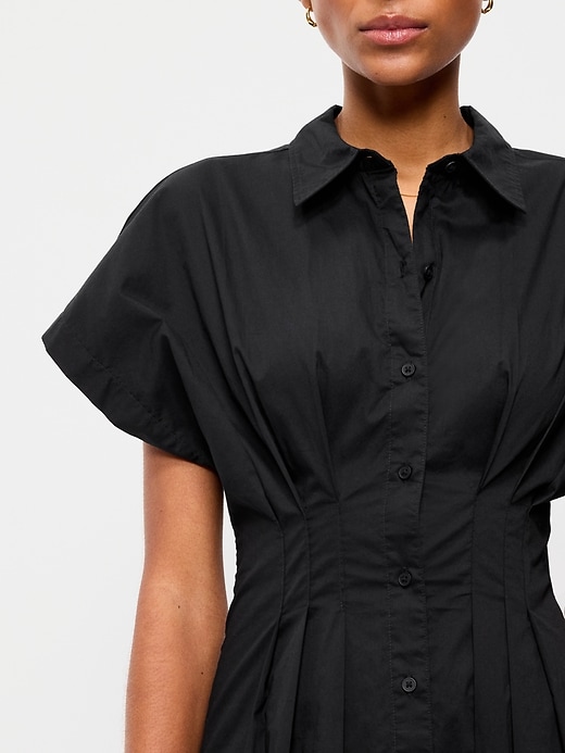 Image number 5 showing, Smocked-Waist Midi Shirt Dress