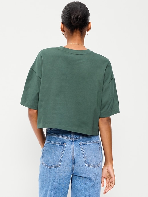 Image number 2 showing, Vintage Crew-Neck Oversized Crop T-Shirt
