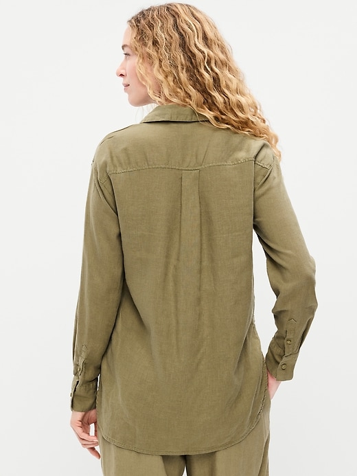 Image number 2 showing, Linen-Blend Loose Button-Down Shirt