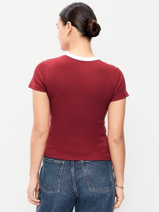 Image number 6 showing, Snug Ribbed Crop T-Shirt