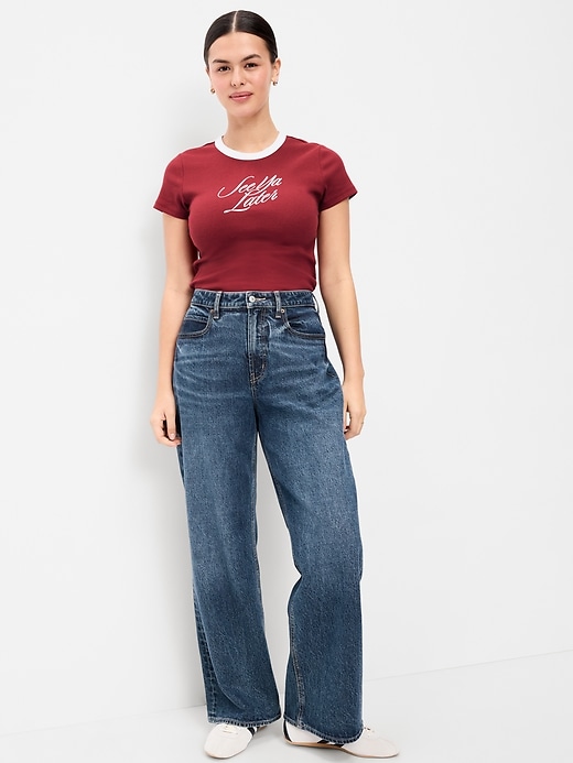 Image number 2 showing, Snug Ribbed Crop T-Shirt