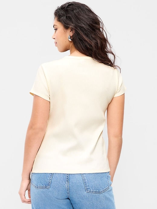 Image number 6 showing, Short-Sleeve Ribbed Button-Down Top