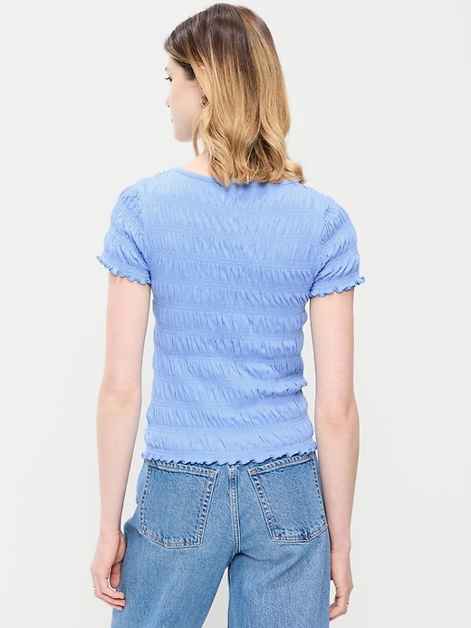 Image number 2 showing, Slit-Neck Smocked Top