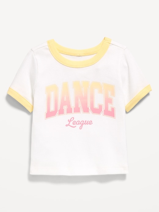 Image number 1 showing, Short-Sleeve Ringer Graphic T-Shirt for Toddler Girls
