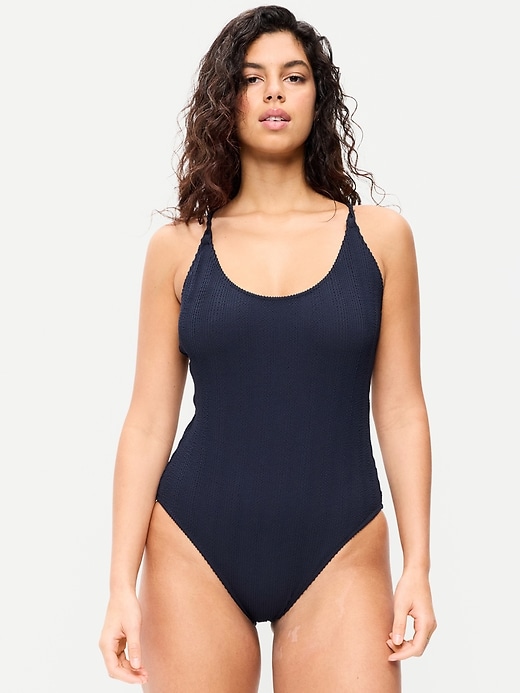 Image number 4 showing, Ribbed Braided-Strap One-Piece Swimsuit