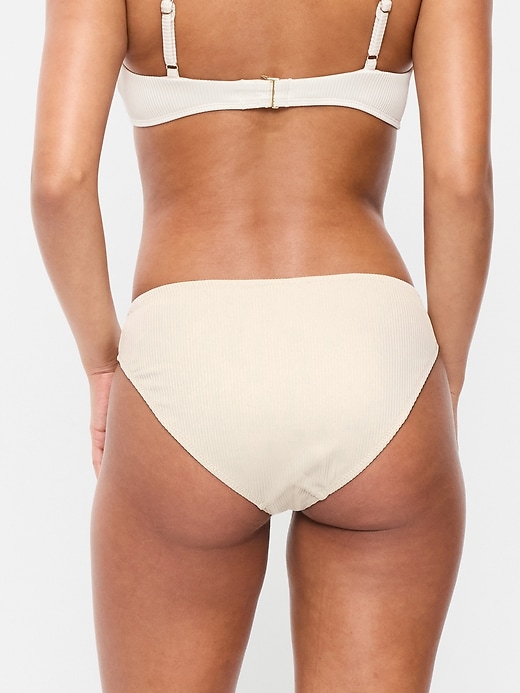 Image number 2 showing, Ribbed Mid-Rise Bikini Swim Bottoms