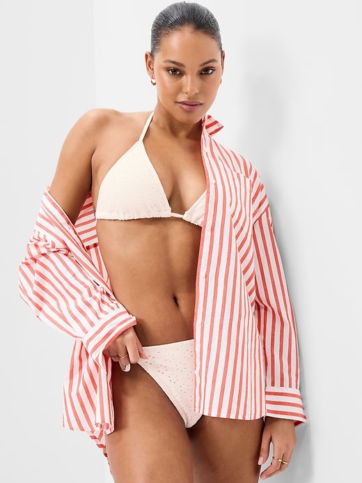 L'image numéro 3 présente Bas de bikini à broderie anglaise noué sur le côté