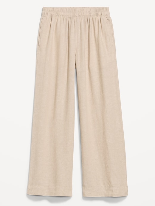 Image number 1 showing, High-Waisted Linen-Blend Wide-Leg Pants