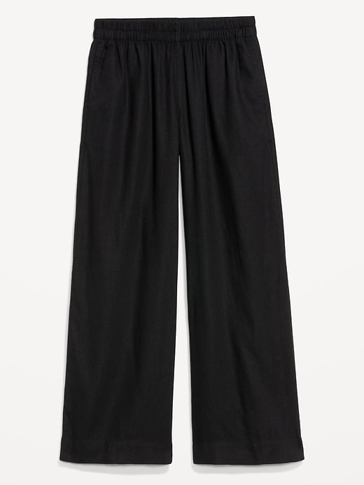 Image number 1 showing, High-Waisted Linen-Blend Super Wide-Leg Pants