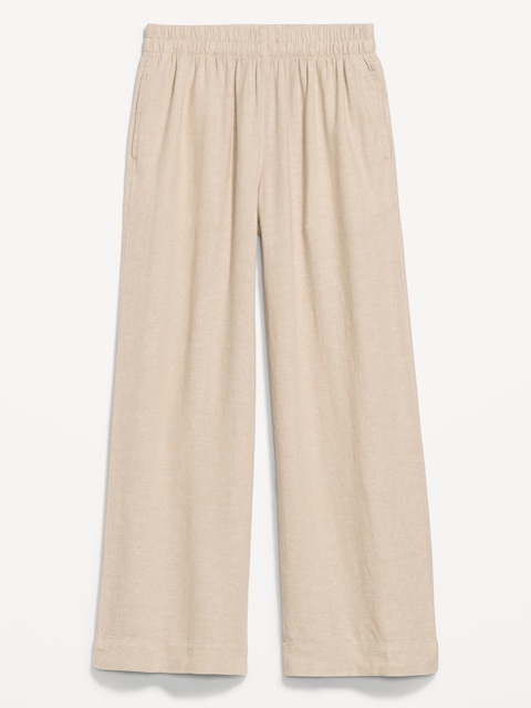 High-Waisted Linen-Blend Wide-Leg Pants