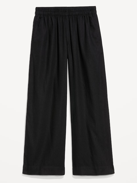 High-Waisted Linen-Blend Super Wide-Leg Pants