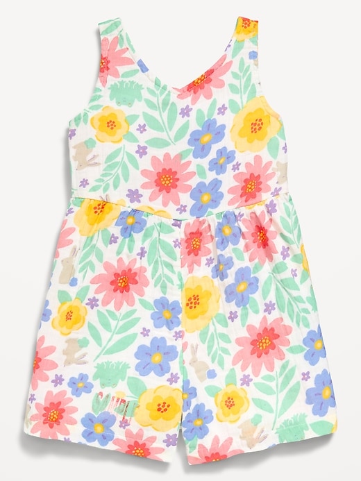 Image number 2 showing, Oversized Sleeveless Double-Weave Romper for Toddler Girls