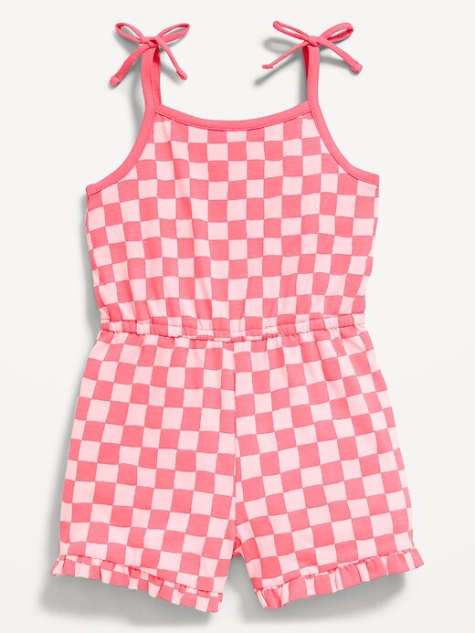 Image number 1 showing, Printed Sleeveless Tie-Bow Romper for Toddler Girls