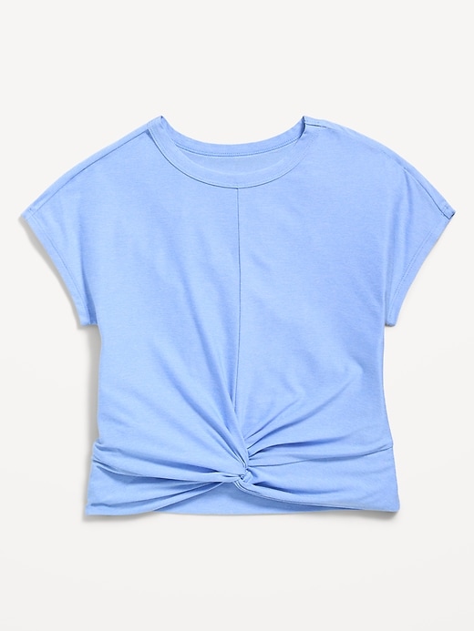 Image number 2 showing, CloudMotion Short-Sleeve Front-Knot T-Shirt for Girls