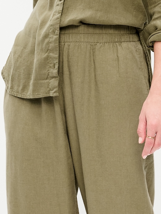 Image number 5 showing, High-Waisted Linen-Blend Straight Pants
