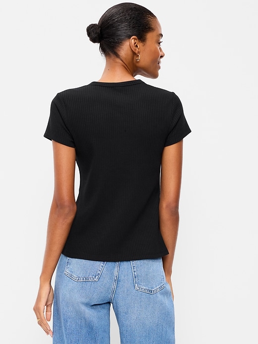 Image number 2 showing, Short-Sleeve Ribbed Button-Down Top