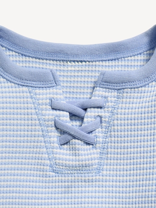 Image number 4 showing, Fitted Lace-Front Waffle-Knit Top for Girls