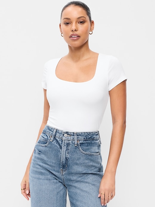 Image number 1 showing, Hug Double-Layer Scoop-Neck Top