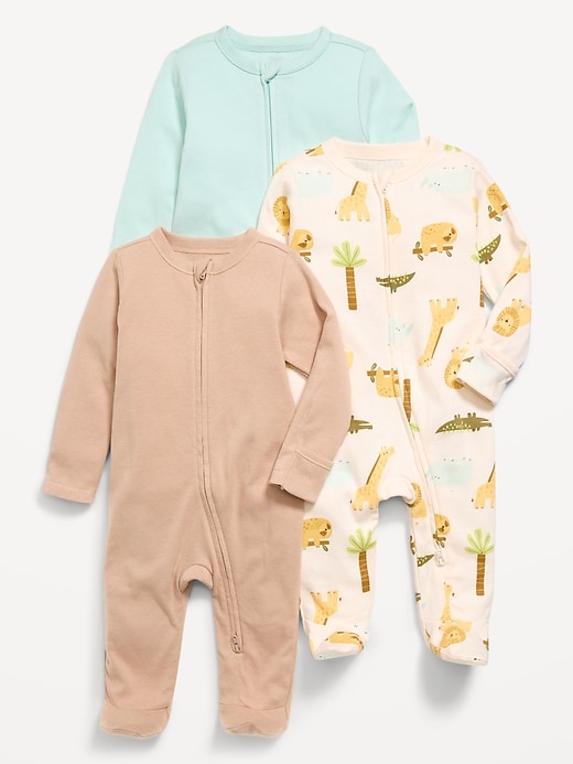 L'image numéro 1 présente Une-pièce Nuit ou jeu à pieds et à glissière double sens pour bébé (paquet de 3)