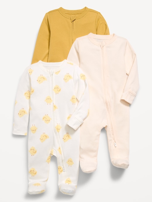 L'image numéro 1 présente Une-pièce Nuit ou jeu à pieds et à glissière double sens pour bébé (paquet de 3)